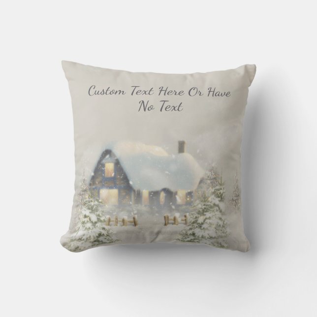 Christmas Rustic Cabin Winter Snow Woodland Forest Cushion (Front)