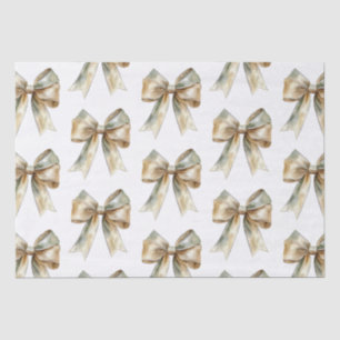 Christmas Rustic Chic Green Gold Bows Tissue Paper