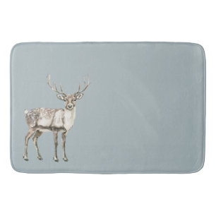 Christmas Rustic Deer Pine Green  Bath Mat