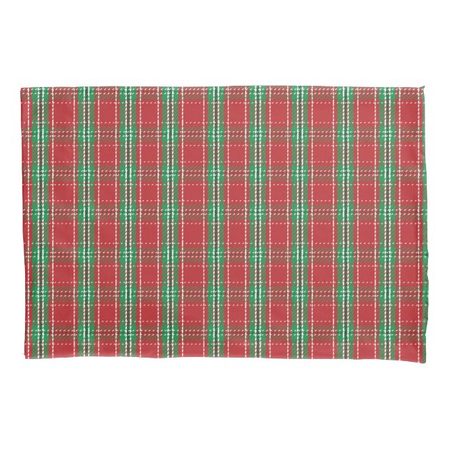 Christmas Rustic Farmhouse Holiday Red Plaid Pillowcase (Front)