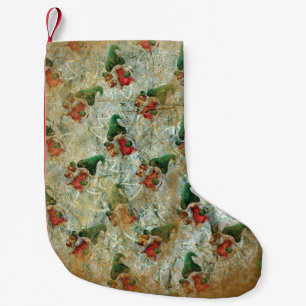 Christmas Rustic Gnome With Lantern Tree Pattern Small Christmas Stocking