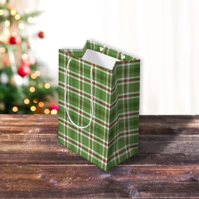 Christmas Rustic Green Holiday Farmhouse Plaid Medium Gift Bag (Creator Uploaded)