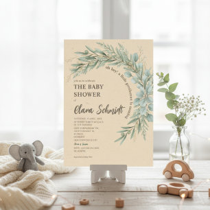 Christmas Rustic Greenery Wreath Baby Shower Invitation