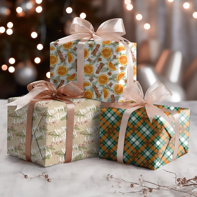 Christmas Rustic Holiday Citrus Spice Wrapping Paper Sheet (Creator Uploaded)