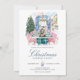 Christmas Rustic Home Family Holiday Dinner Party Invitation