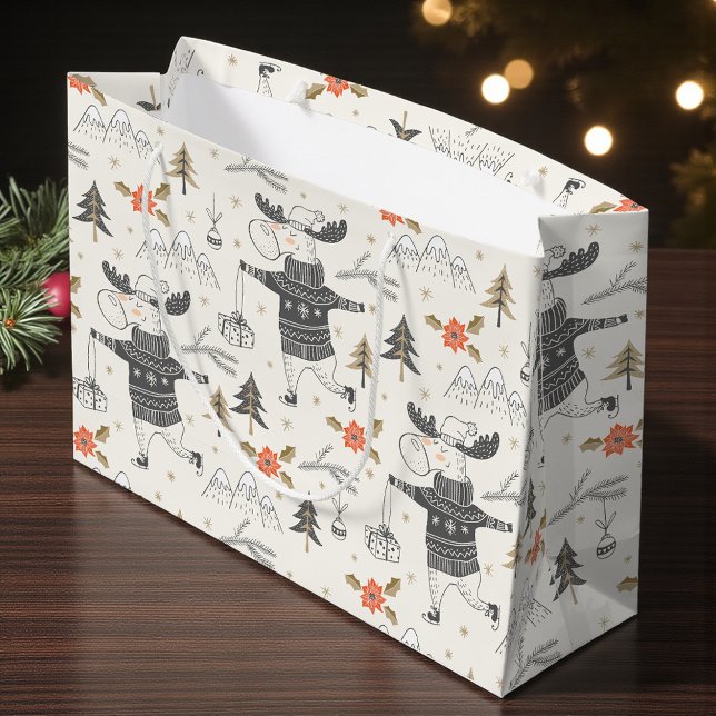 Christmas Rustic Moose Country | Holidays Large Gift Bag (Creator Uploaded)