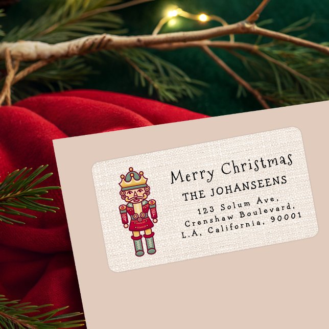 Christmas Rustic Nutcracker Burlap Return Address Label (Creator Uploaded)