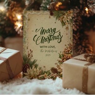 Christmas Rustic Pinecones and Lace Holiday Card