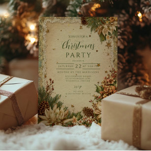 Christmas Rustic Pinecones and Lace Invitation