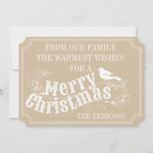 Christmas rustic typography vintage beige holiday card