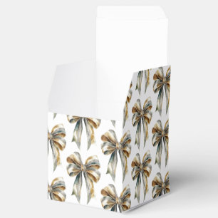 Christmas Rustic White Green Gold Bow Favour Box