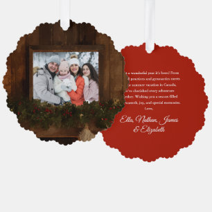 Christmas Rustic Winter Fireplace Photo Tree Decoration Card