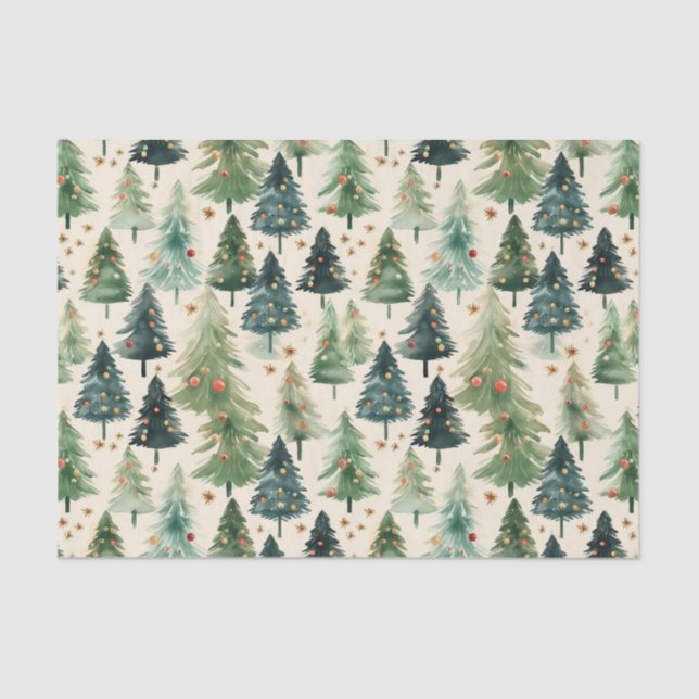 Christmas Rustic Winter Forest Pine Trees Tissue Paper (Front)