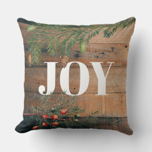 Christmas Rustic Wood Joy Cushion