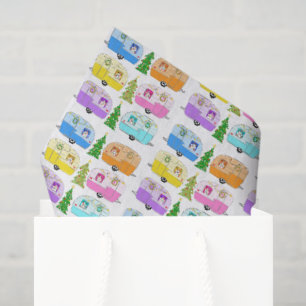 Christmas RVs Trees Retro Vintage Trailers Campers Tissue Paper