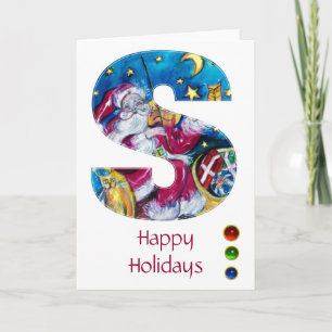 CHRISTMAS S LETTER / INSPIRED SANTA MONOGRAM HOLIDAY CARD