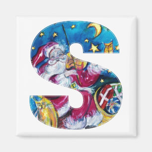 CHRISTMAS S LETTER / INSPIRED SANTA MONOGRAM MAGNET