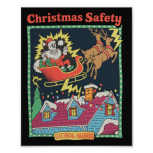 Christmas Safety Electrical Hazards Skeleton Santa Photo Print
