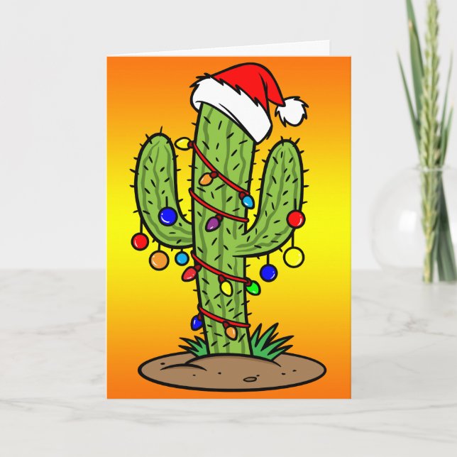 Christmas Saguaro Cactus Holiday Card (Front)