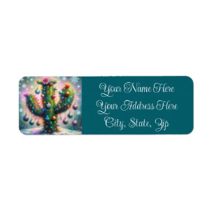 Christmas Saguaro Cactus Whimsical Return Address Label