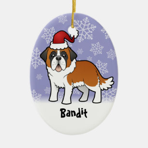 Christmas Saint Bernard Ceramic Ornament