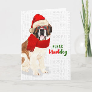 Christmas Saint Bernard Dog Fleas NaviDOG Holiday Card