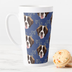 Christmas Saint Bernard Reindeer Latte Mug