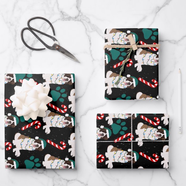 Christmas Saint Bernard  Wrapping Paper Sheet (Front)