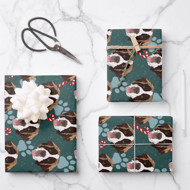 Christmas Saint Bernard Wrapping Paper Sheet (Front)