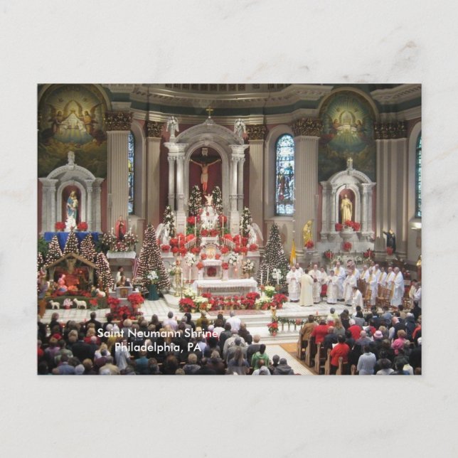 Christmas Saint Neumann Shrine Philadelphia PA Holiday Postcard (Front)