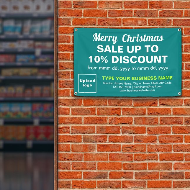 Christmas Sale Business Teal Green Rectangle Banner (Creator Uploaded)