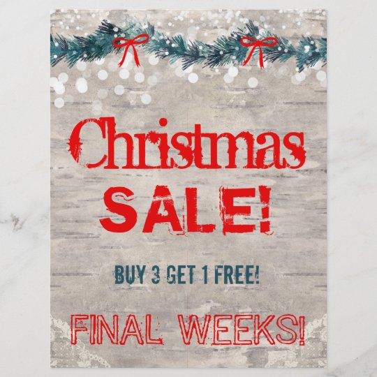 Christmas Sale Flyer Bark Wood Yuletide