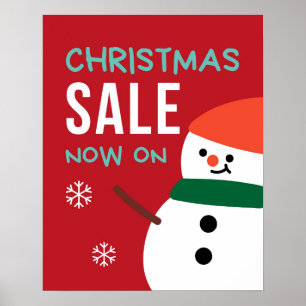 Christmas Sale Poster, Christmas Sale Sign Snowman