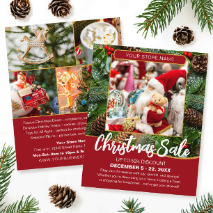 Christmas Sale Shopping Festive Deep Red Business Flyer