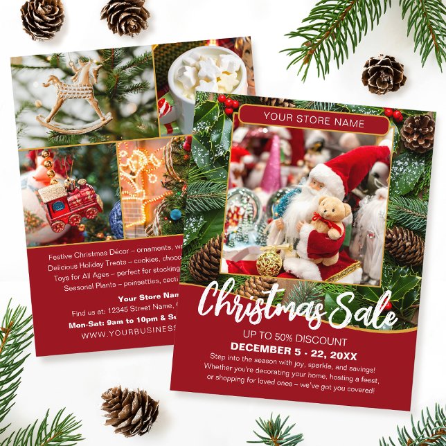 Christmas Sale Shopping Festive Deep Red Business Flyer (Creator Uploaded)