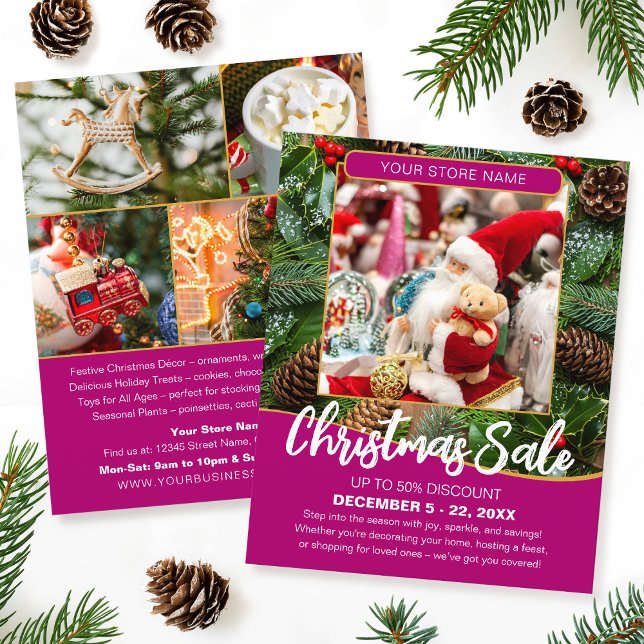 Christmas Sale Shopping Festive Pink Business Flyer (Creator Uploaded)