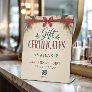 Christmas Salon Gift Certificate Promo  Pedestal Sign