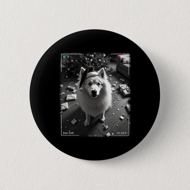 Christmas Samoyed Caught On Camera  6 Cm Round Badge (Front)