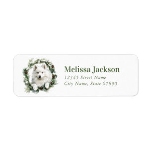 Christmas Samoyed Dog Return Address Labels