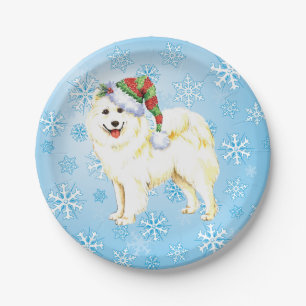 Christmas Samoyed Paper Plate