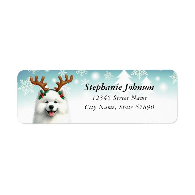 Christmas Samoyed Return Address Labels (Front)