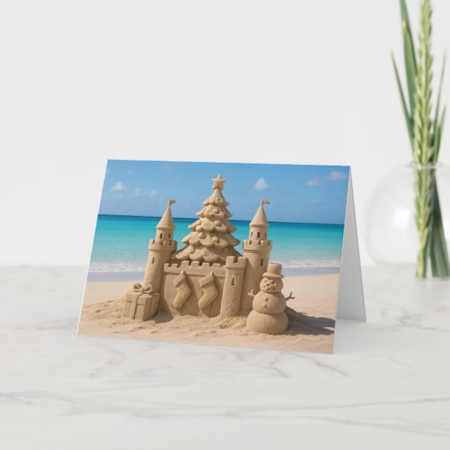 Christmas Sand Castle Greeting Card (Front)