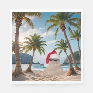 Christmas Sand Man On a Beach Napkin