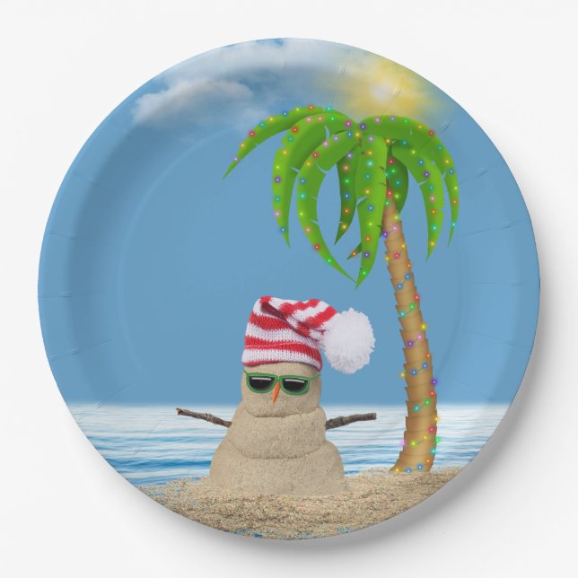 Christmas Sand Man Paper Plate (Front)