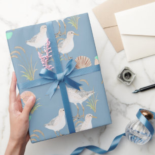 Christmas Sand Pipers On The Beach Wrapping Paper