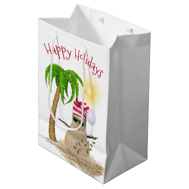 Christmas Sandman and Palm Tree  Medium Gift Bag (Front Angled)