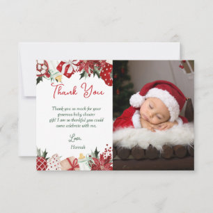 Christmas Sant Baby Shower  Thank You Card