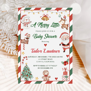 Christmas Santa A Merry Little Baby Shower Invitation