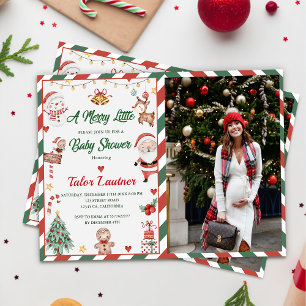 Christmas Santa A Merry Little Baby Shower Photo Invitation