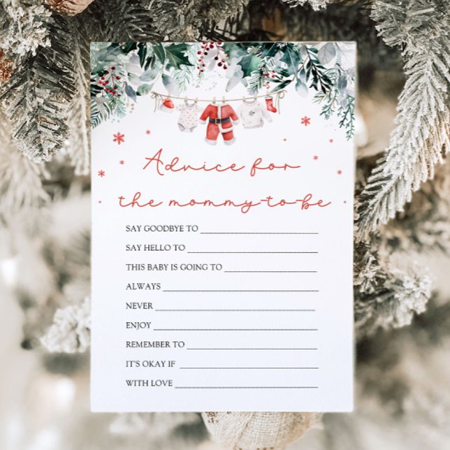 Christmas Santa Advice for the mummy-to-be Card (Watercolor Red Christmas Santa Baby Shower Advice for the mommy-to-be Card)